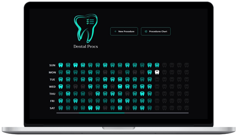 A device showing screenshot of dental procs project